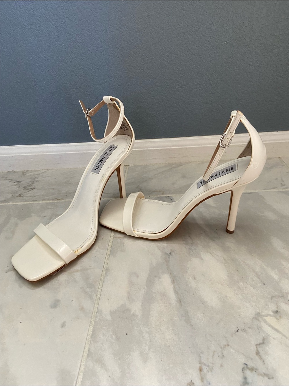 Steve Madden Ivory Strappy Stiletto Sandals